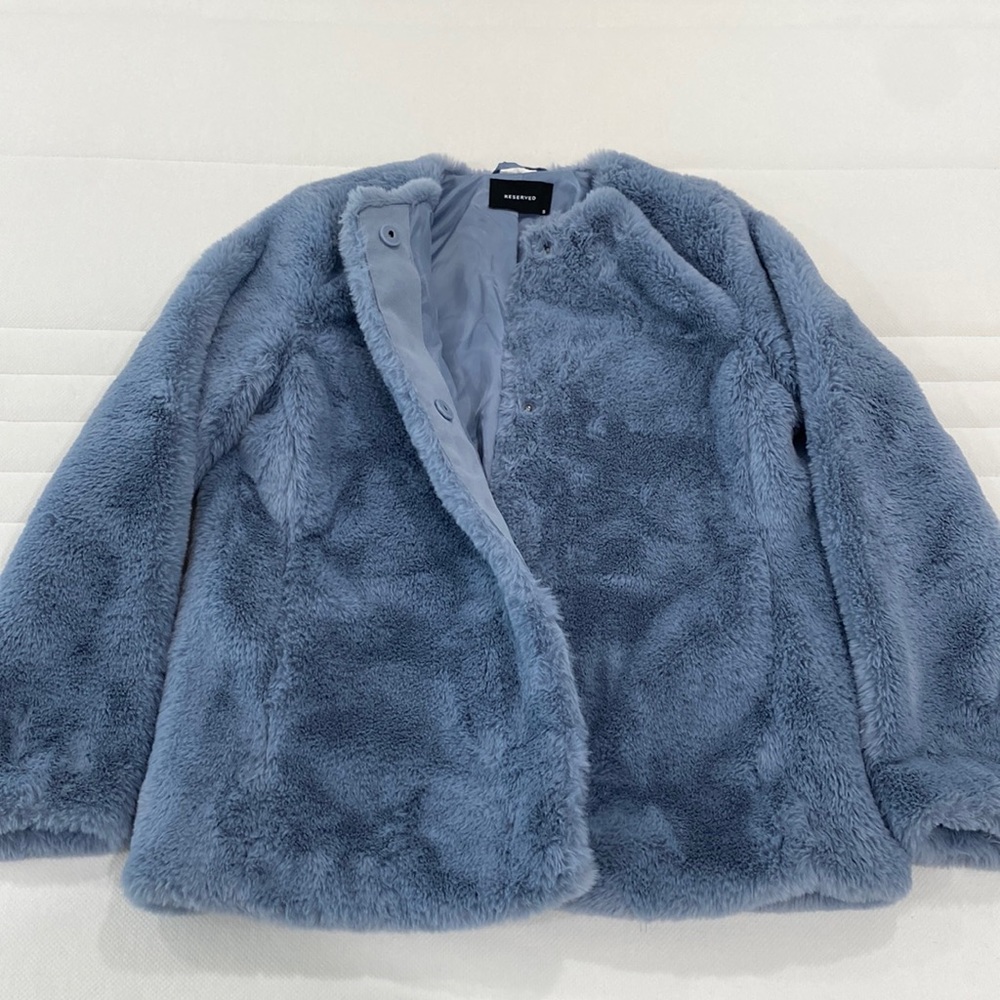 Reserved Blue Faux Fur Jacket
